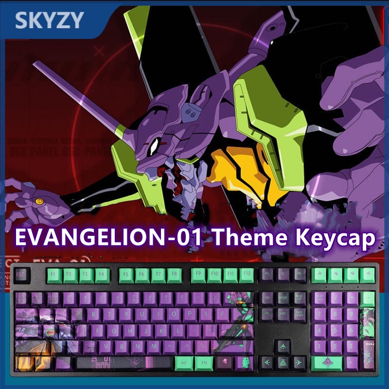 EVANGELION-01 Keycap Cherry Hồ sơ EVA Chủ đề Anime PBT Thuốc nhuộm phụ Bàn phím cơ Keycap 108 Phím