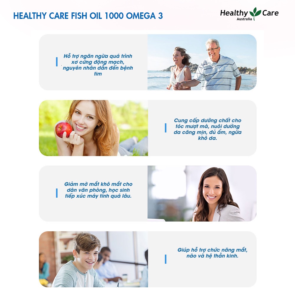 Viên Uống Dầu Cá Omega 3 Healthy Care Fish Oil 400 Viên Bổ Não, Sáng Mắt, Tăng Cường Miễn Dịch