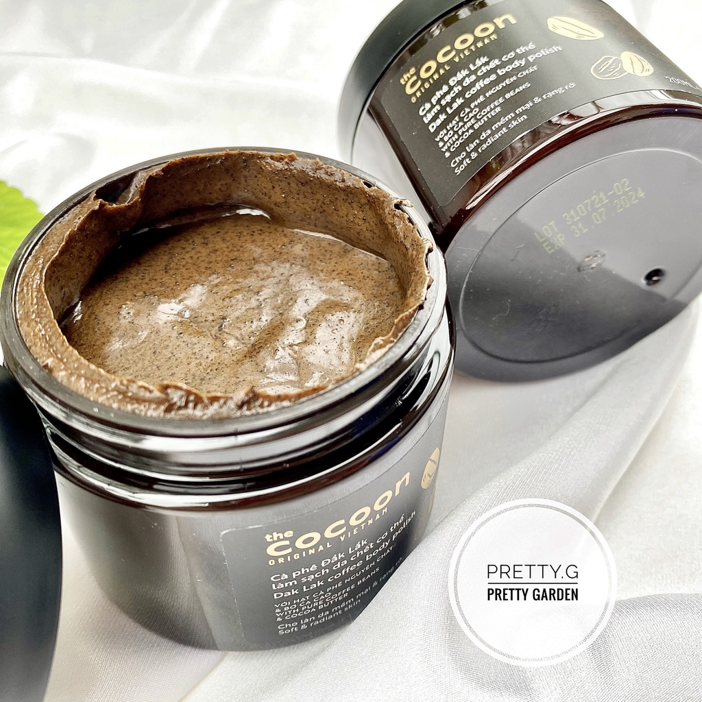 Tẩy Tế Bào Chết Body Cocoon 200ml - Tẩy Da Chết Body Cocoon Từ Hạt Cafe Đăk Lăk Và Bơ Cacao giúp da mịn màng, trắng sáng