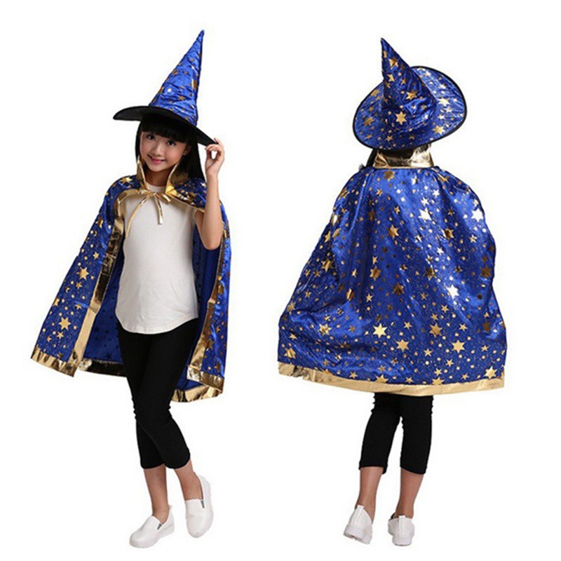 Set áo và nón phù thủy hóa trang halloween cho bé