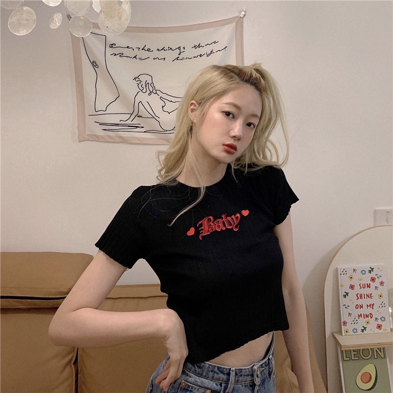 Áo Thun Nữ Tay Ngắn Thêu Chữ Phong Cách Hàn Quốc 2020 | BigBuy360 - bigbuy360.vn