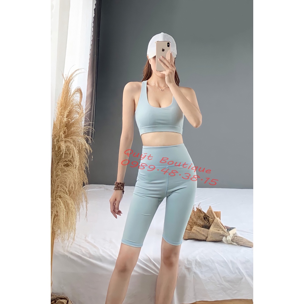 [TẶNG KÈM MÚT] Bộ lửng tập thể thao, gym, yoga, erobic nữ siêu xinh, co giãn 4 chiều, thấm hút mồ hôi tốt D002