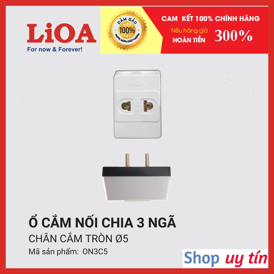 [CHÍNH HÃNG] Ổ cắm nối chia 3 ngã LiOA - Ổ cắm chia 1 thành 3 LiOA - Phích cắm 1 ra 3 LiOA chân tròn ∅4, ∅5, chân dẹt