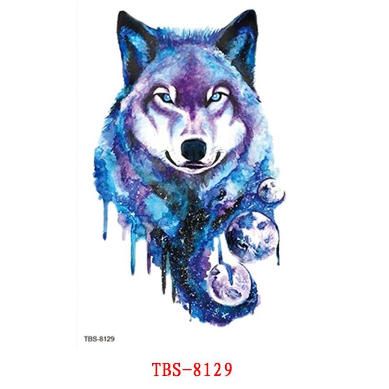 Miếng Dán Hình Xăm 3D Chống Thấm Nước Họa Tiết Chó Sói/Rồng Ấn Tượng