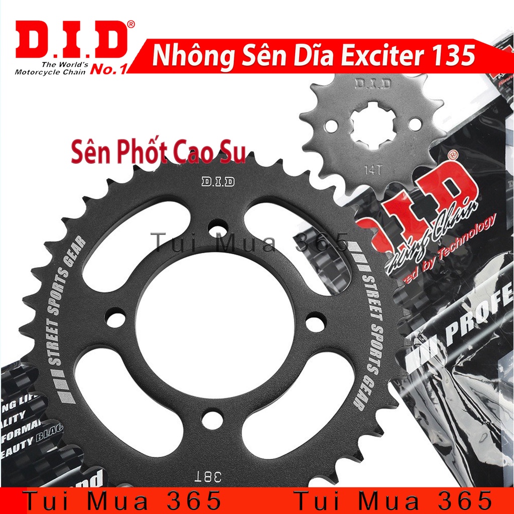Nhông Sên Dĩa DID Yamaha Exciter 135 sên phốt cao su 428VIX-120L, 14T-38T