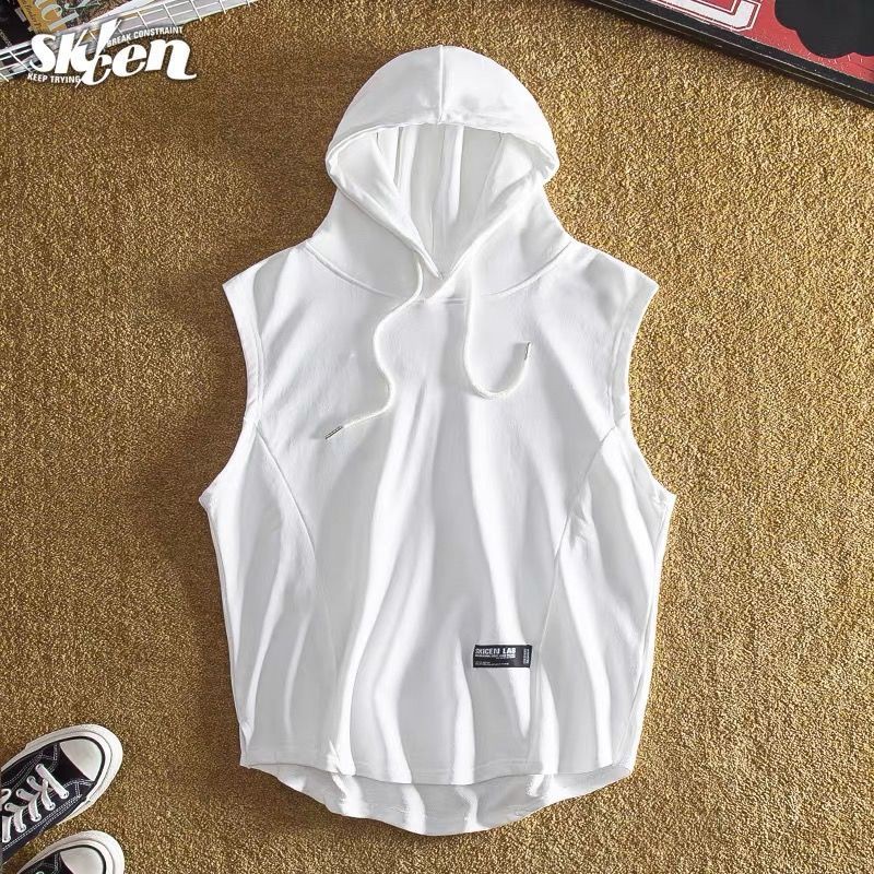 Áo Hoodie Sát Nách Vải Cotton Thiết Kế Trẻ Trung Cho Nam