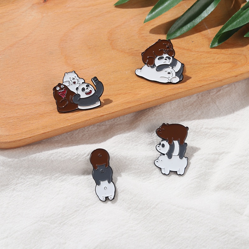 Ghim cài áo QIHE JEWELRY hình chú gấu 4 kiểu dáng dễ thương