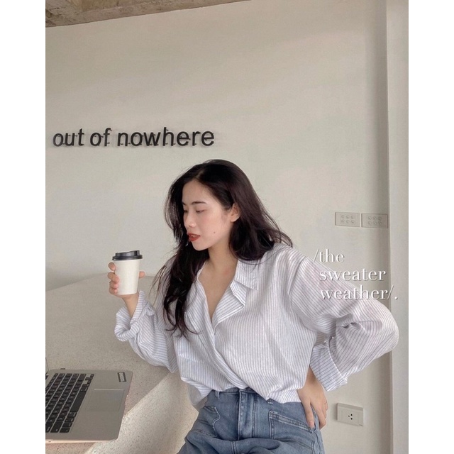 Áo Sơ Mi Thiết Kế Cổ Bẻ Thanh Lịch Áo Sơ Mi From Rộng Đẹp nhẹ nhàng