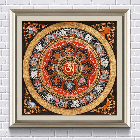✗❅❈Bộ Tranh Đính Đá 5d Tự Làm Hình Thangkatan Cheng Mandala Trang Trí Nhà Cửa