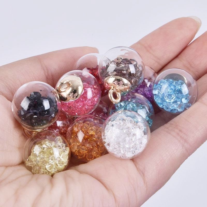 Charm quả cầu trong suốt ngôi sao/hạt đá/ bóng màu bên trong/ Mặt dây chuyền/ Làm đồ hanmade, Keyring, DIY