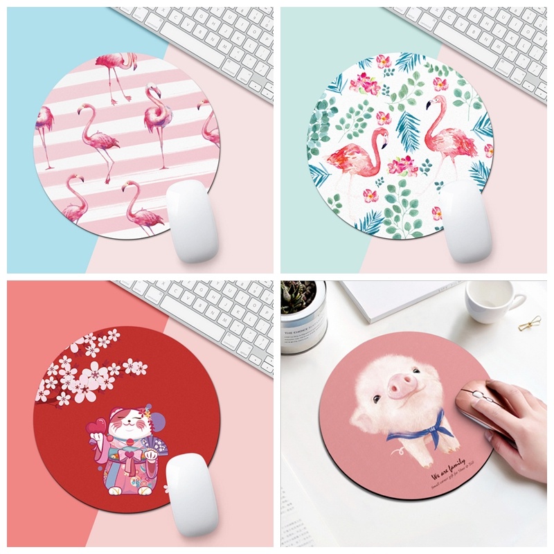 Miếng Lót Chuột Máy Tính Bằng Cao Su Hình Tròn Mini Hình Họa Tiết Hoạt Hình Dùng Khi Làm Việc Và Chơi Game