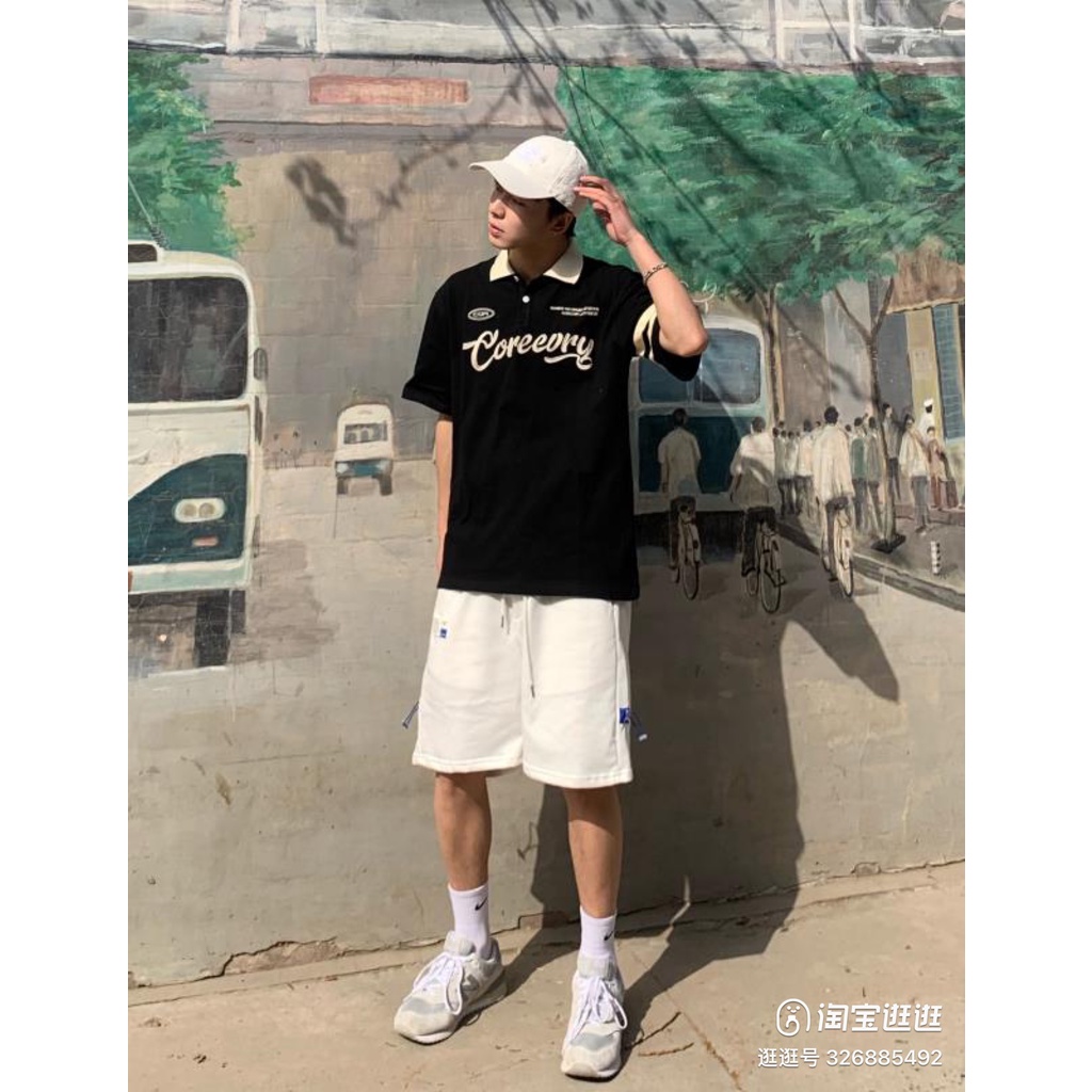 Áo polo unisex tay lỡ form rộng Coreeory, áo thun có cổ nam nữ chất cotton_ Hình thật tại  Top Store