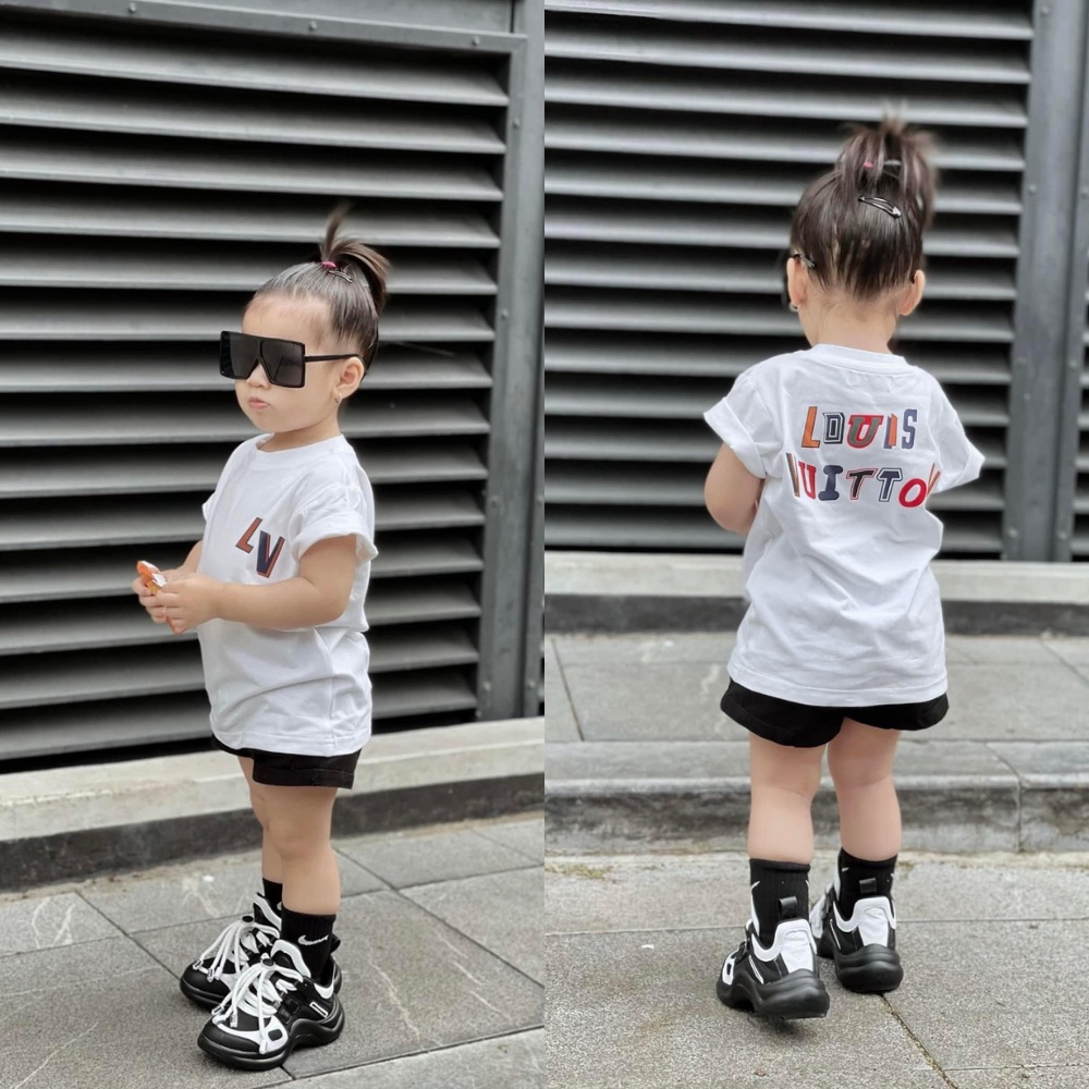 (12-35kg) Áo Phông Trẻ Em Áo Chữ LV Cho Bé Trai Bé Gái Kiểu Dáng Rộng Chất Siêu Đẹp Shop Gia Dụng HOÀI AN