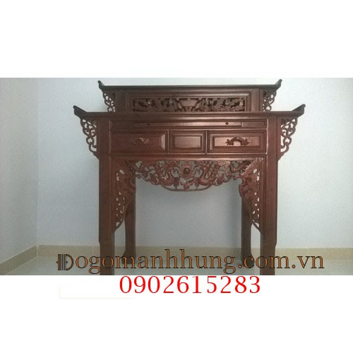 Bàn thờ gia tiên nhị cấp gỗ muồng kích thước: 88 x134 x78 mẫu 18