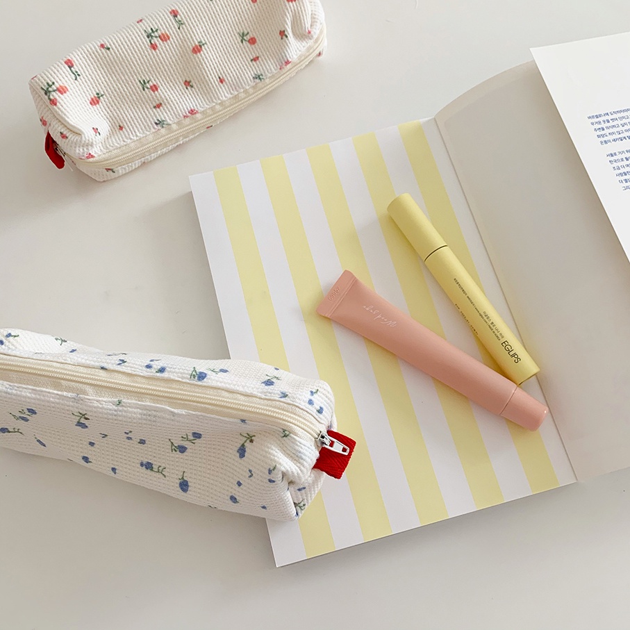 Hộp bút in hoa đơn giản dễ thương, túi đựng bút học sinh, hộp đựng văn phòng phẩm