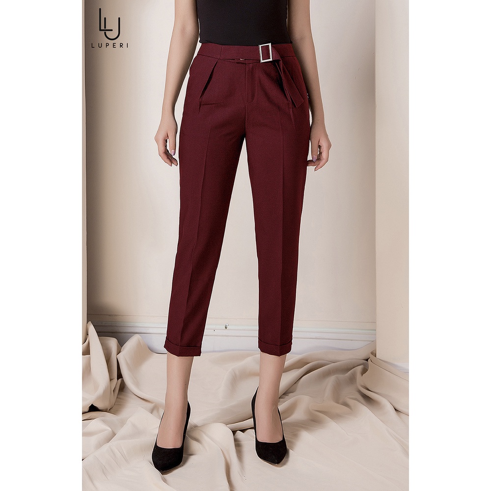 Quần Baggy Nữ Cạp Cao Thiết Kế Đai Lưng Phong Cách LUPERI LFQD280, Chất Đũi Xước Hàn Quốc Cao Cấp