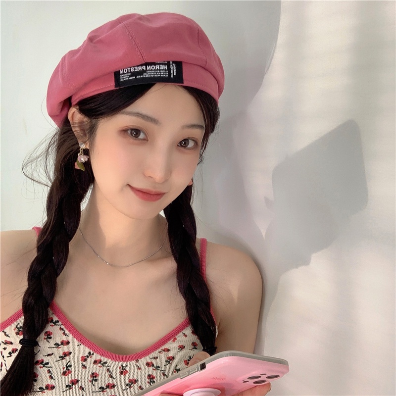 Mũ Beret Mỏng Họa Tiết Chữ Phong Cách Retro Nhật Bản Cho Nữ