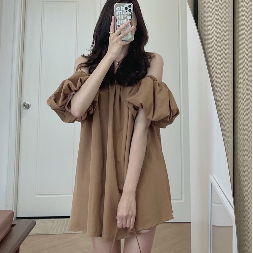 [QÙA TẶNG LÀ DÂY BUỘC TÓC BẠN NHÉ] Váy Trễ Vai Tay Bồng Nhiều Màu Chất Thô Trượt Không Nhăn Nhàu | BigBuy360 - bigbuy360.vn