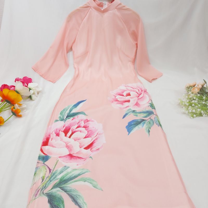🥰 Áo dài tơ óng 4 tà đẹp in 3d cao cấp hàng thiết kế giá rẻ ảnh thật 100%