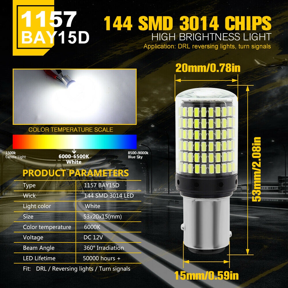 Bóng Đèn Led Lắp Đèn Xi Nhan Ô Tô Chân 1157 144SMD Chip 3014