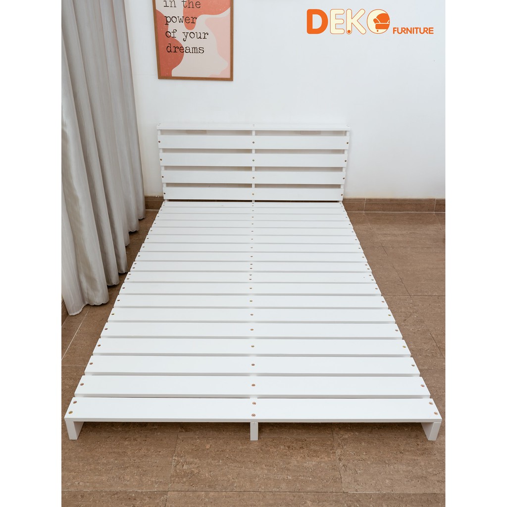 Giường ngủ pallet lắp ráp có đầu giường cao 16cm DEKO