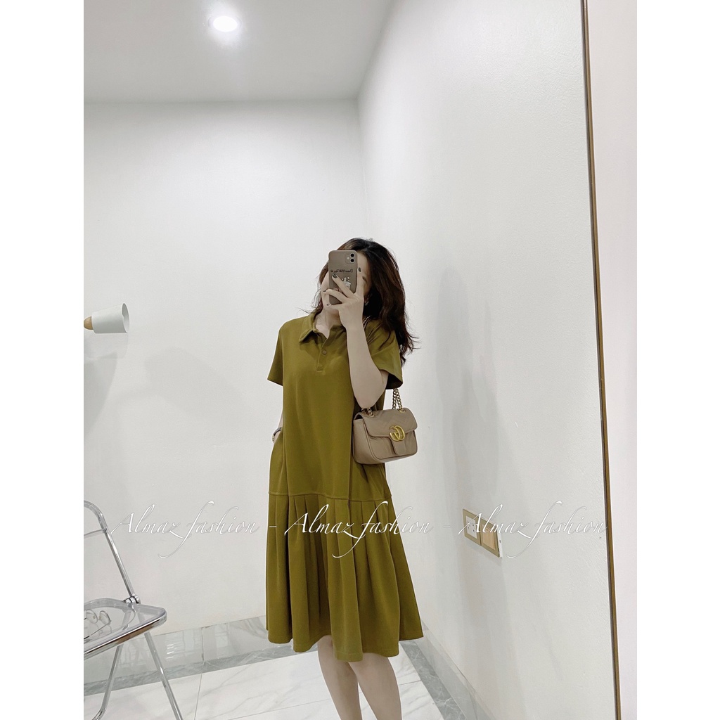Đầm (váy) suông cổ đức chân xếp ly siêu xinh chất siêu đẹp (bầu bí bon chen thoải mái)
