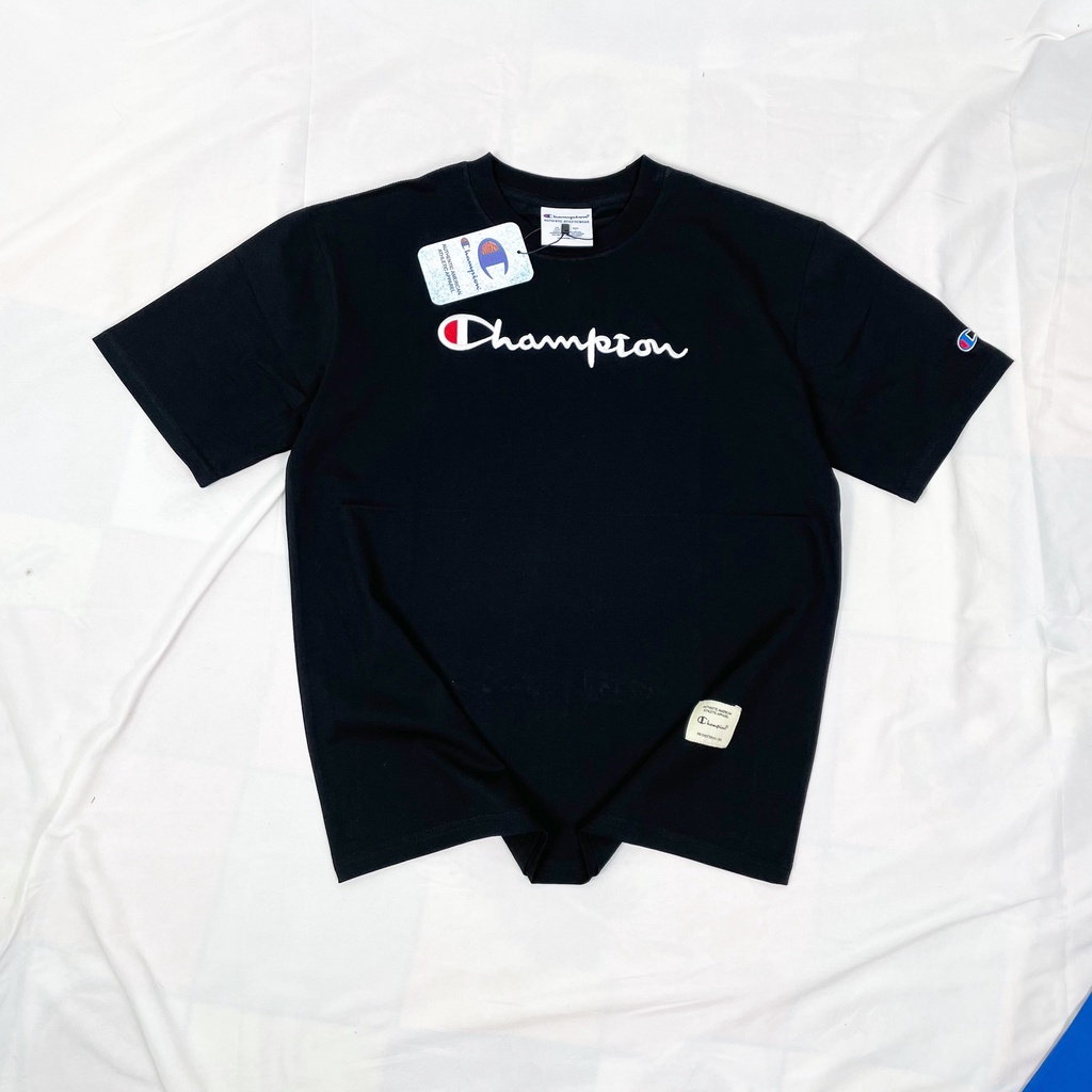Áo thun tay lỡ CHAMPION ,Unisex nam nữ form rộng Oversize chất Cotton logo thêu