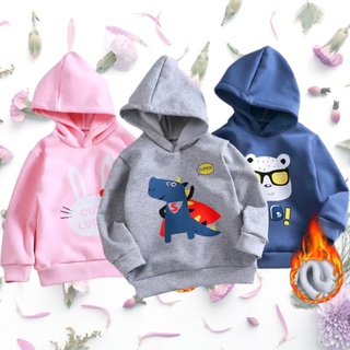 Áo nỉ bé trai bé gái, kiểu hoodie chất nỉ lót lông dày ấm in hình nghộ nghĩnh cho bé AN2