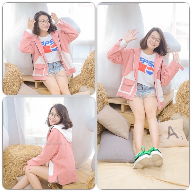 Áo khoác kaki túi trắng | BigBuy360 - bigbuy360.vn