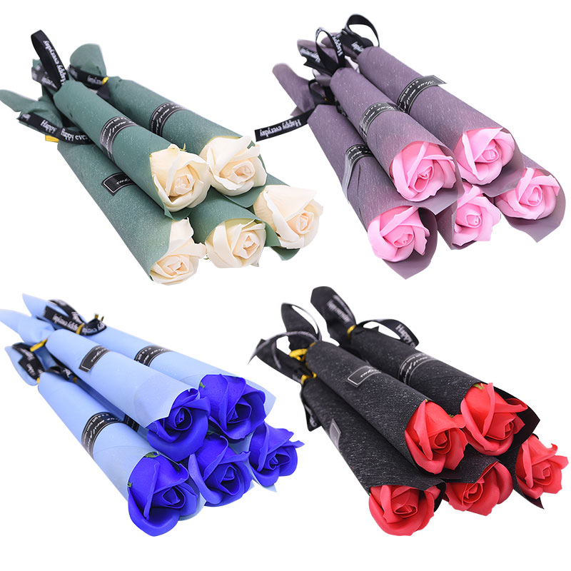 Set 5 xà phòng hình hoa hồng nhân tạo làm quà tặng lễ tình nhân