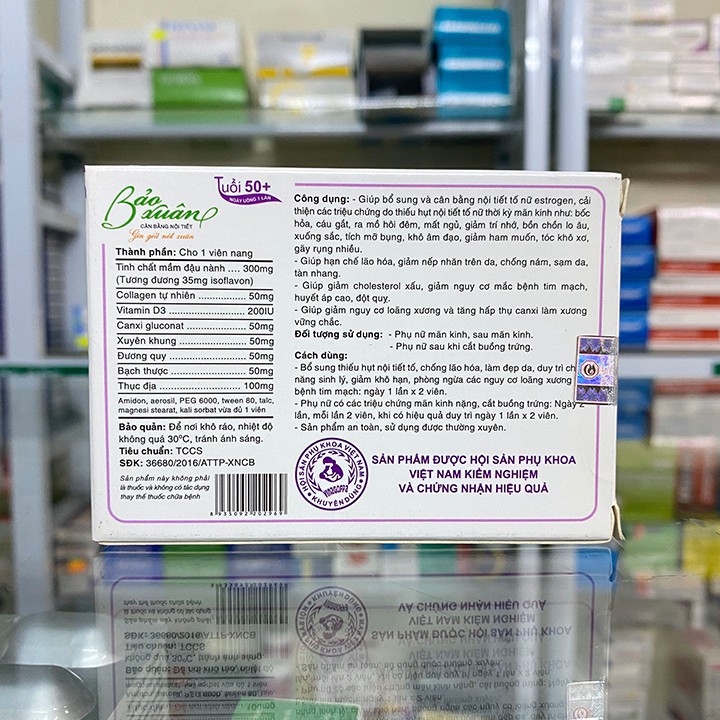 Bảo Xuân 50+ Tăng Cường Nội Tiết Tố Estrogen, Tăng Cường Sinh Lý Nữ Tuổi 50 Hộp 30 Viên