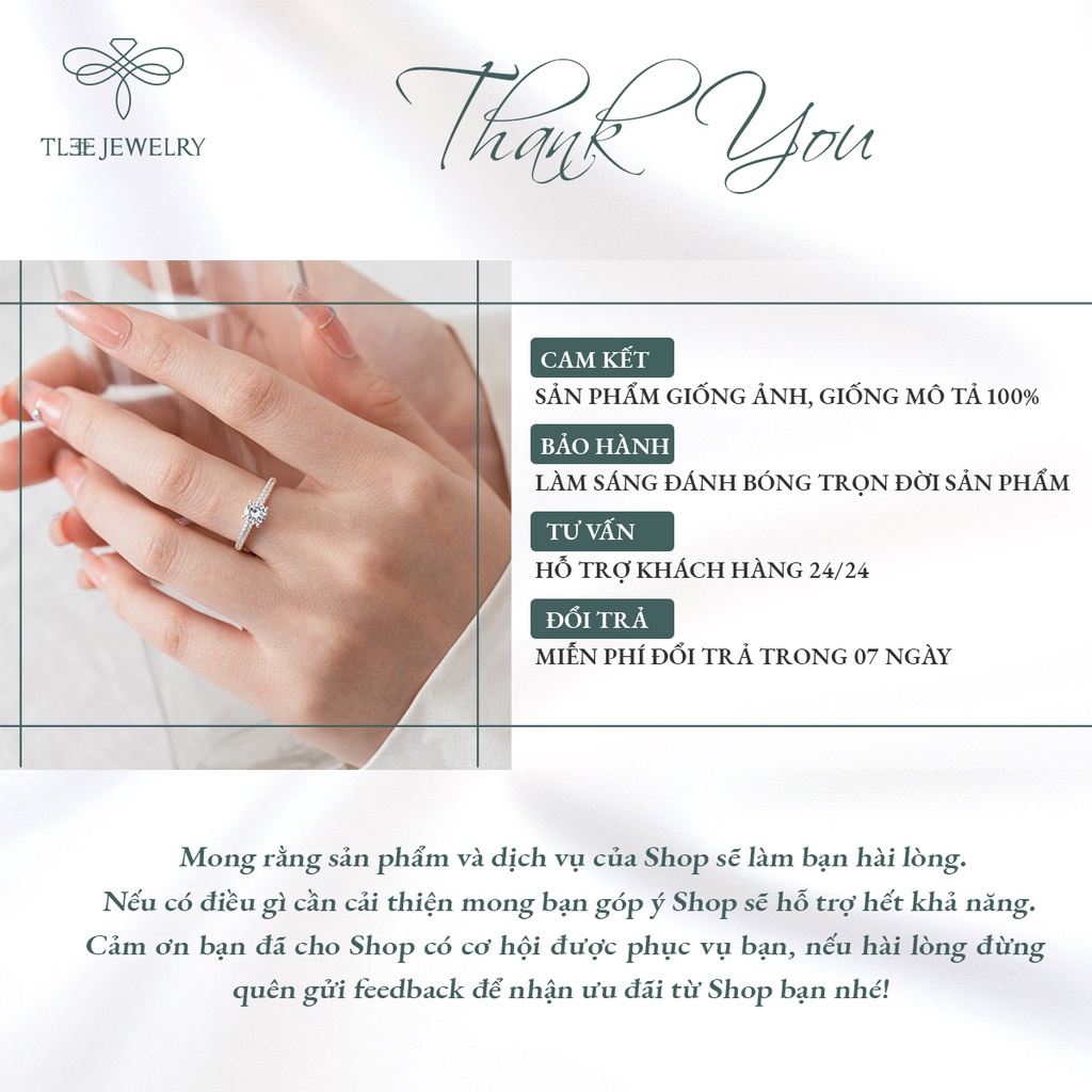 Nhẫn bạc nữ TLEE bốn chấu viền xoắn full dá bản dày cao cấp NCJ A0196