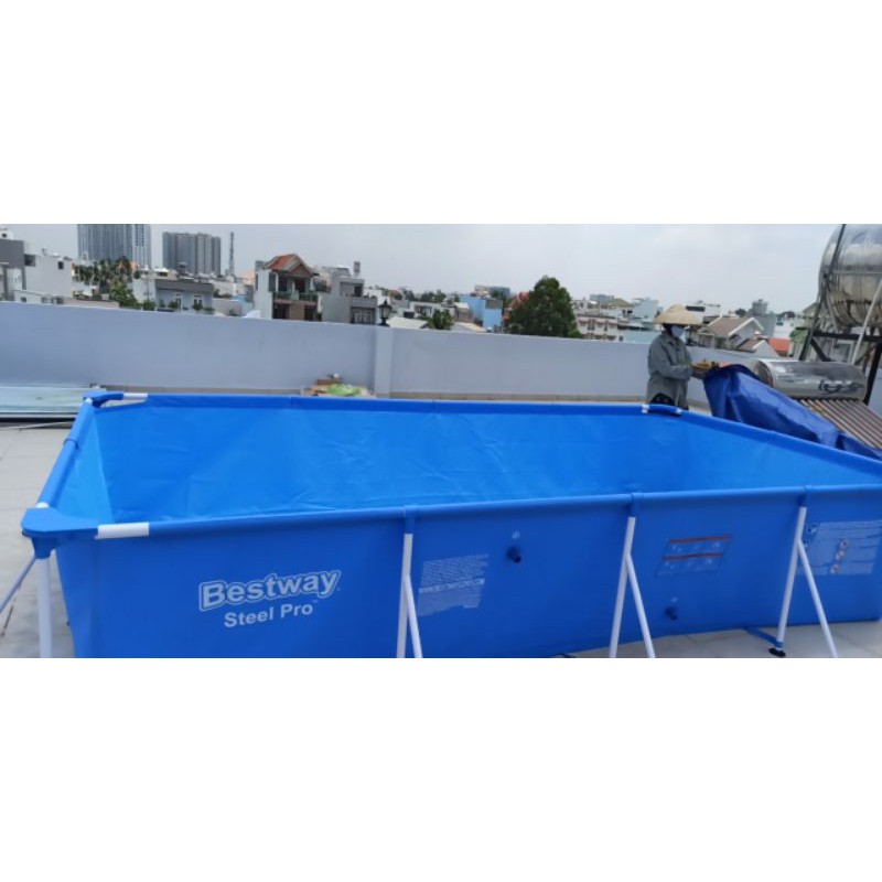 Bể bơi lắp ghép 4mx2.11m tặng kính,phao