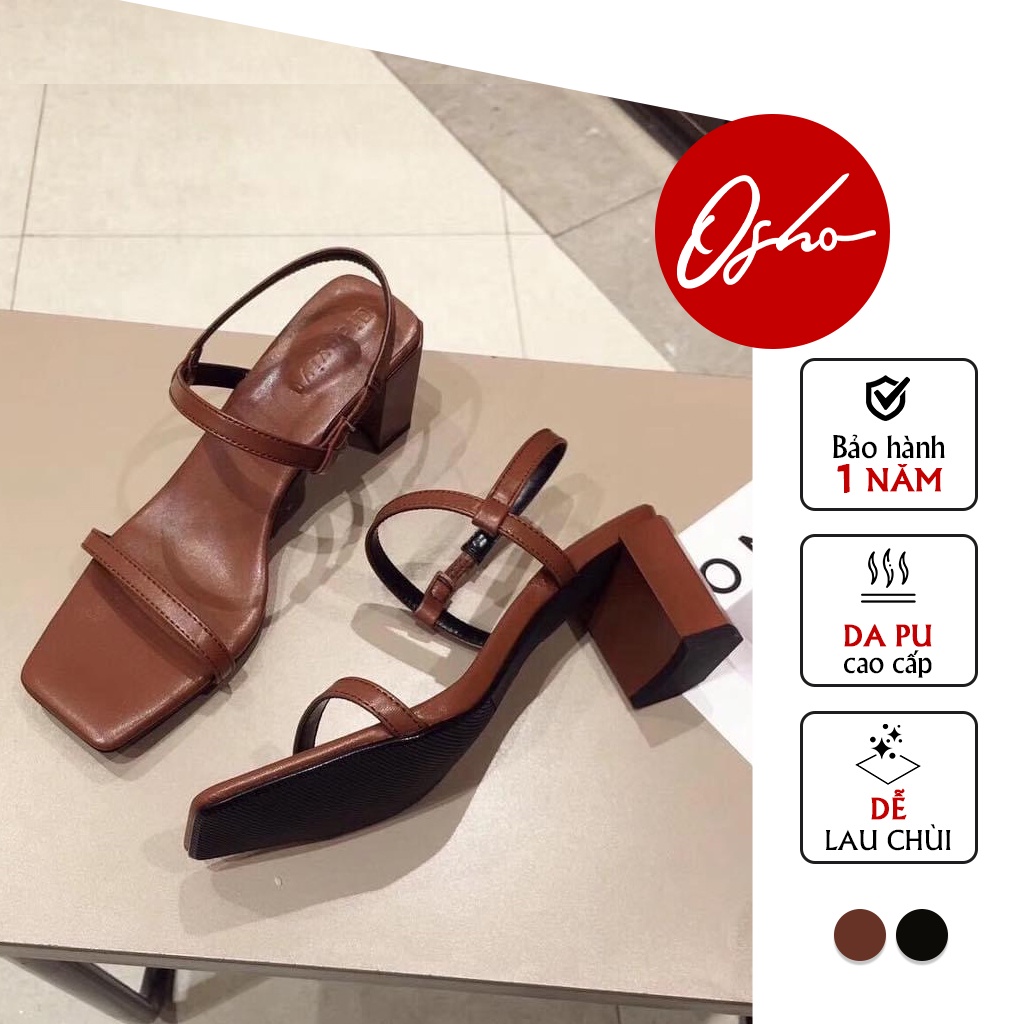 Sandal Cao Gót Nữ OSHO Thiết Kế Quai Mảnh, Gót Vuông Mũi Vuông, Thời Thượng Cao Cấp 2888-2