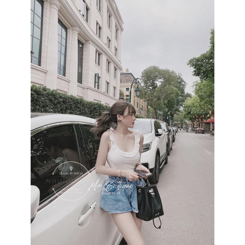 Áo 2 dây to viền bèo from croptop