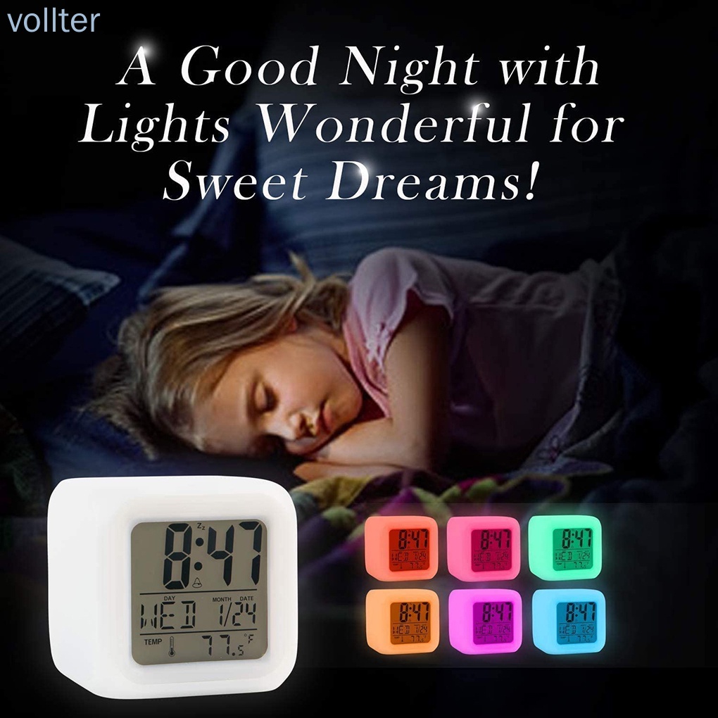 Đồng Hồ Báo Thức Kỹ Thuật Số Có Đèn Led Nhiều Màu
