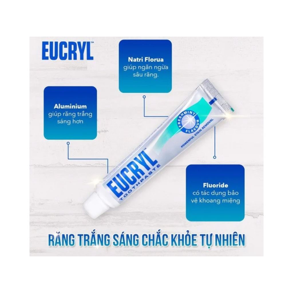 Kem Đánh Răng Bạc Hà Tẩy Trắng Eucryl Toothpaste 62g