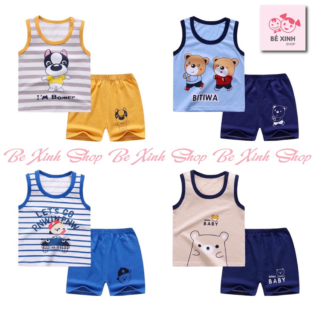 Đồ bộ quần áo ba lỗ cho bé trai bé gái trẻ em Minky Mom [Chính Hãng] bộ thun lạnh Minky Mom BA 3 LỖ cho bé trai gái QC