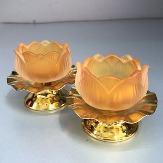 Combo 2 chiếc đế để nến thờ hoa sen giã lưu li chân hợp kim tm12182