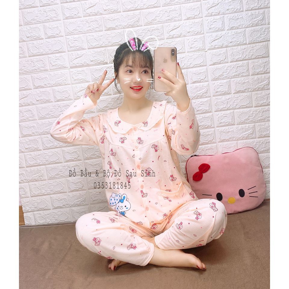Đồ bộ sau sinh, bộ bầu sau sinh [FREESHIP]vải cotton xịn, quần dài,áo mổ khuya nút,cạp quần có mổ khuy nút,mặc dễ chịu