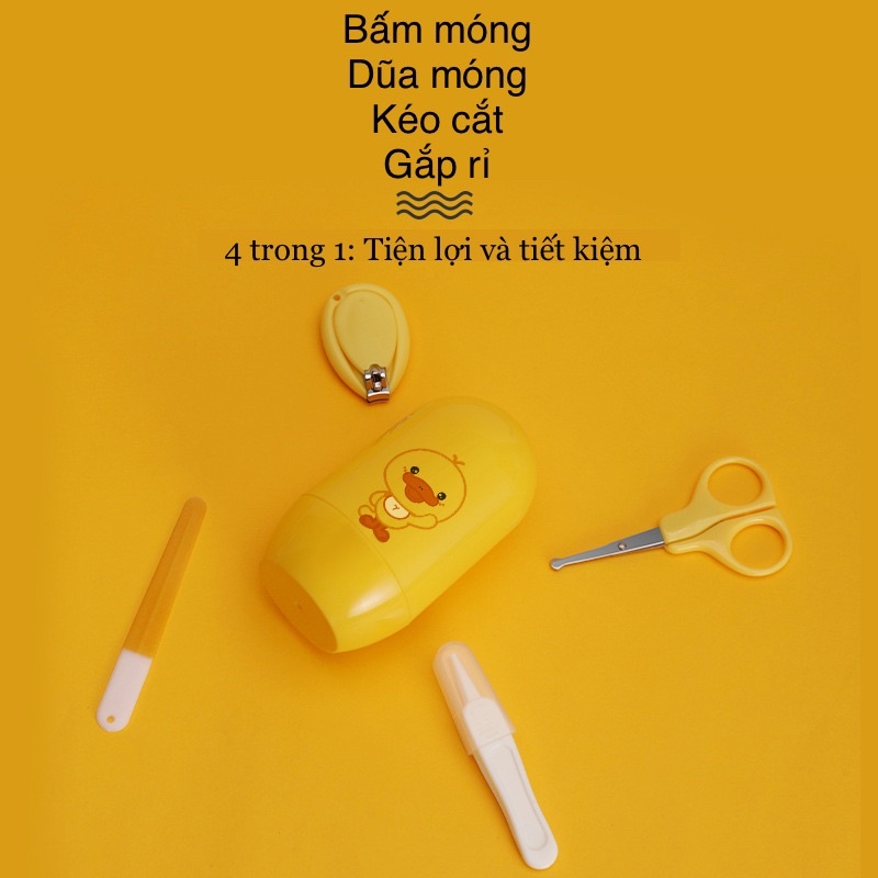 [𝑭𝑹𝑬𝑬𝑺𝑯𝑰𝑷] Bộ bấm móng 4 chi tiết cho bé, màu sắc dễ thương, bấm móng tay, dũa móng tay, an toàn cho bé