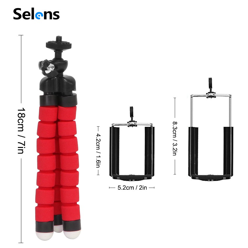 Giá đỡ ba chân SELENS mini kiểu dáng bạch tuộc linh hoạt dành cho điện thoại máy ảnh
