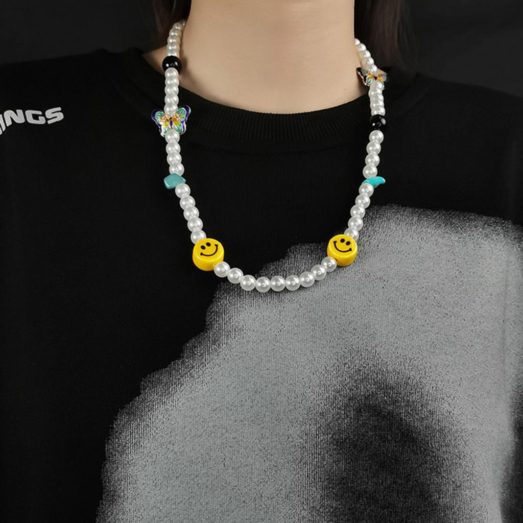 Dây chuyền chuỗi dài xỏ hạt hình bướm mặt cười thời trang
