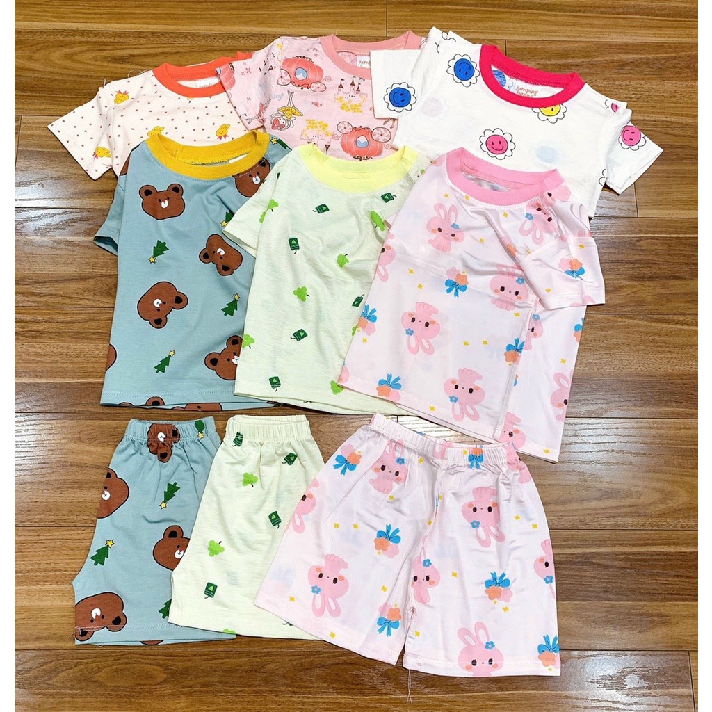 Bộ cộc tay cotton xuất họa tiết cho bé