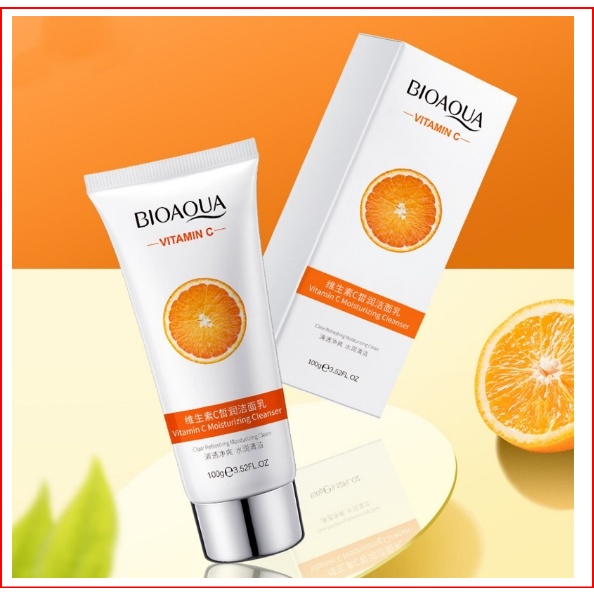 Sữa Rửa Mặt Cam Tươi Vitamin C Bioaqua Tuýp 100gr Lấy Sạch Bụi Bẩn Dầu Nhờn, Dưỡng Ẩm Cho Da