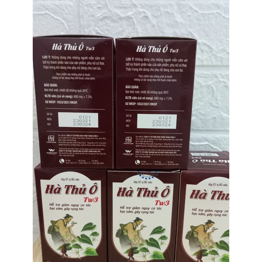 HÀ THỦ Ô TW3   chống bạc tóc, giúp đen tóc... Lọ 60 viên