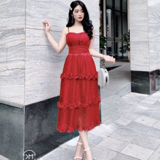 Váy 2 dây dập ly bèo V485 KYMIE