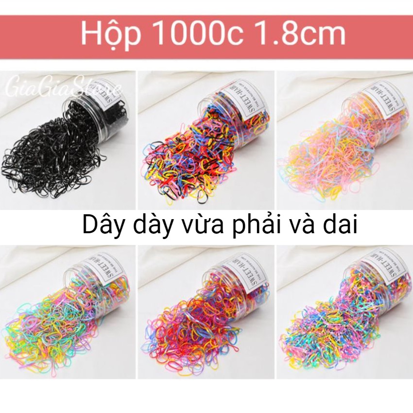 HỘP CHUN NỊT BUỘC TÓC BÉ GÁI cao cấp siêu dai 3 kích cỡ