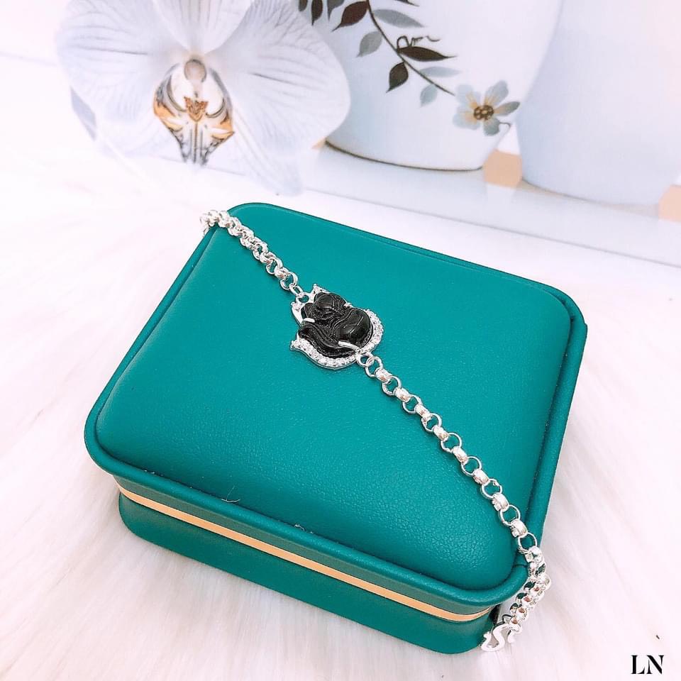 Lắc tay nữ bạc ta mặt đá hồ ly nhiều màu may mắn - Kho sỉ bạc Nhất Linh