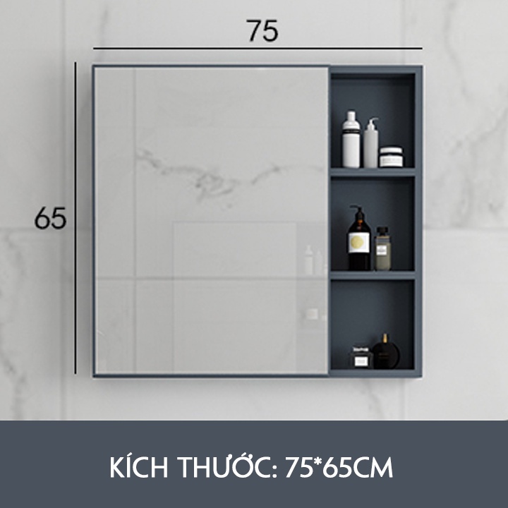 Tủ gương Lavabo Phong Cách Hàn Quốc Siêu Nhẹ Chống Oxi Hóa Kích Thước 75x 65cm, Tủ gương phòng tắm cao cấp